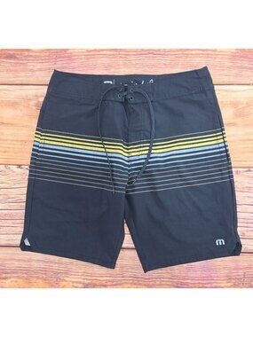 Travis Mathew Mens Striped Board Shorts 32